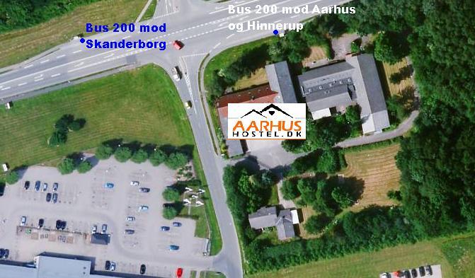 Kort over Busstoppe steder ved Aarhus Hostel