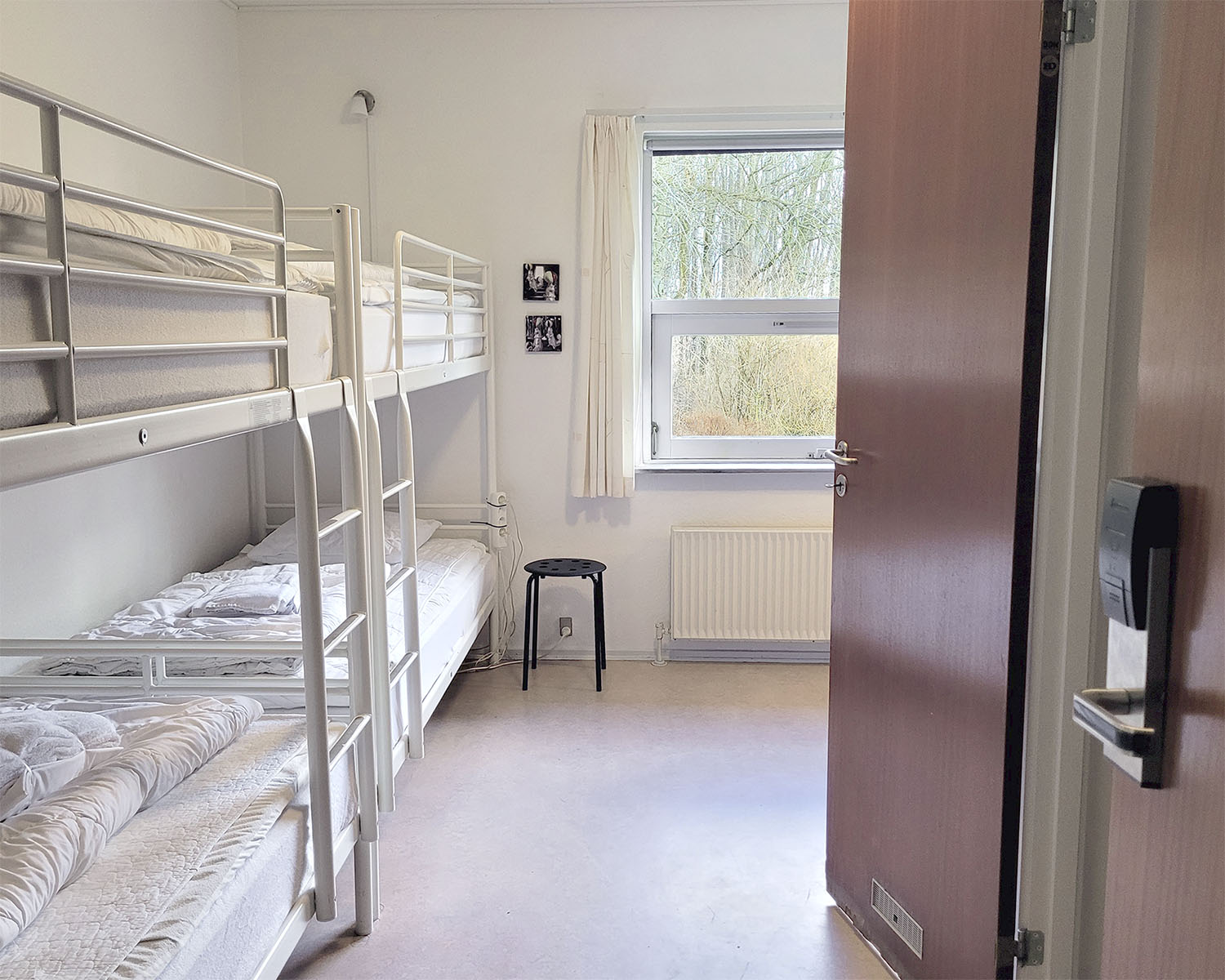 4 personers værelse med dobbelt køjeseng og eget bad og toilet